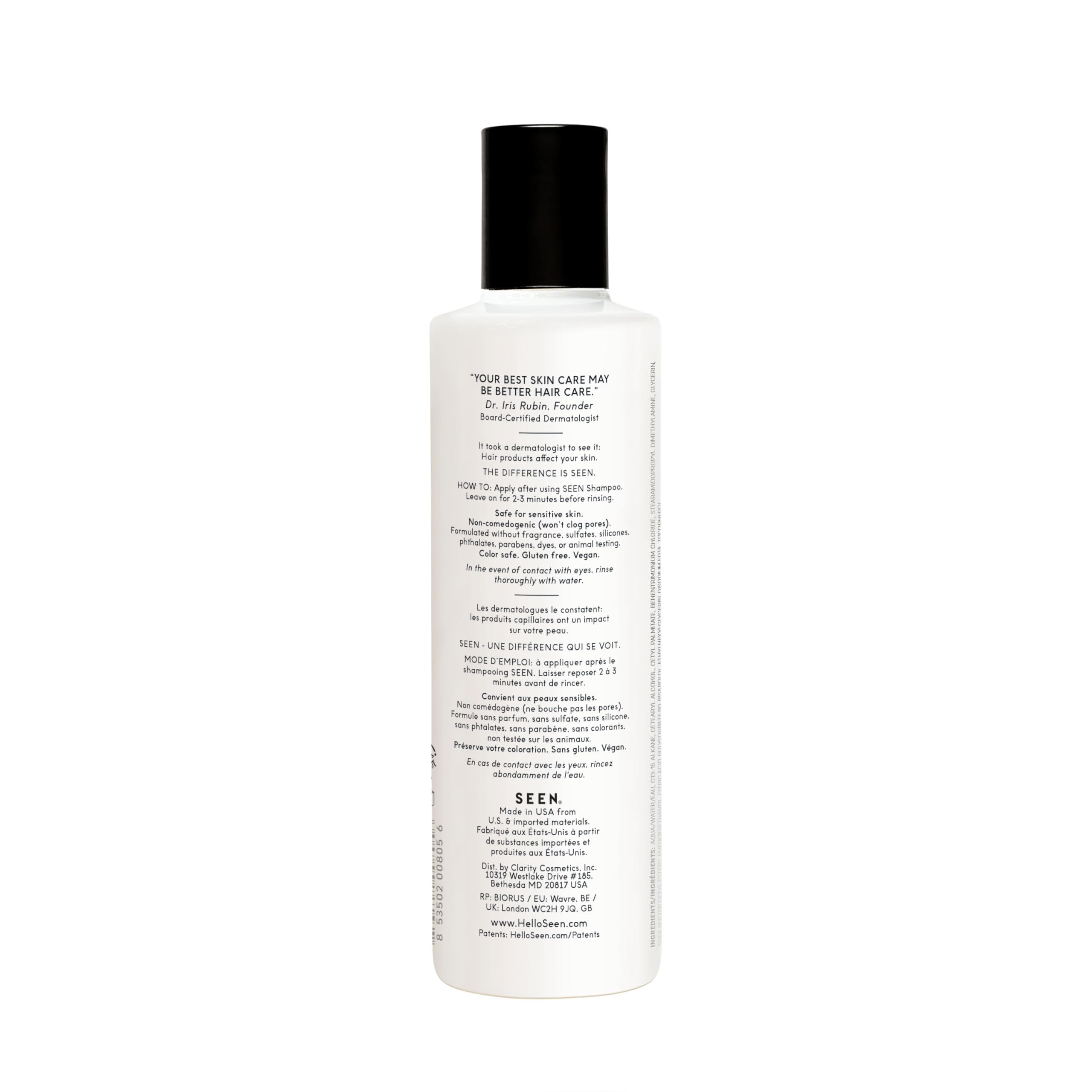 SEEN Conditioner, Fragrance Free - Non-Comedogenic & Sulfate-Free Hair Conditioner- Dermatologist-Developed - Safe for Sensitive, Eczema & Acne Prone Skin